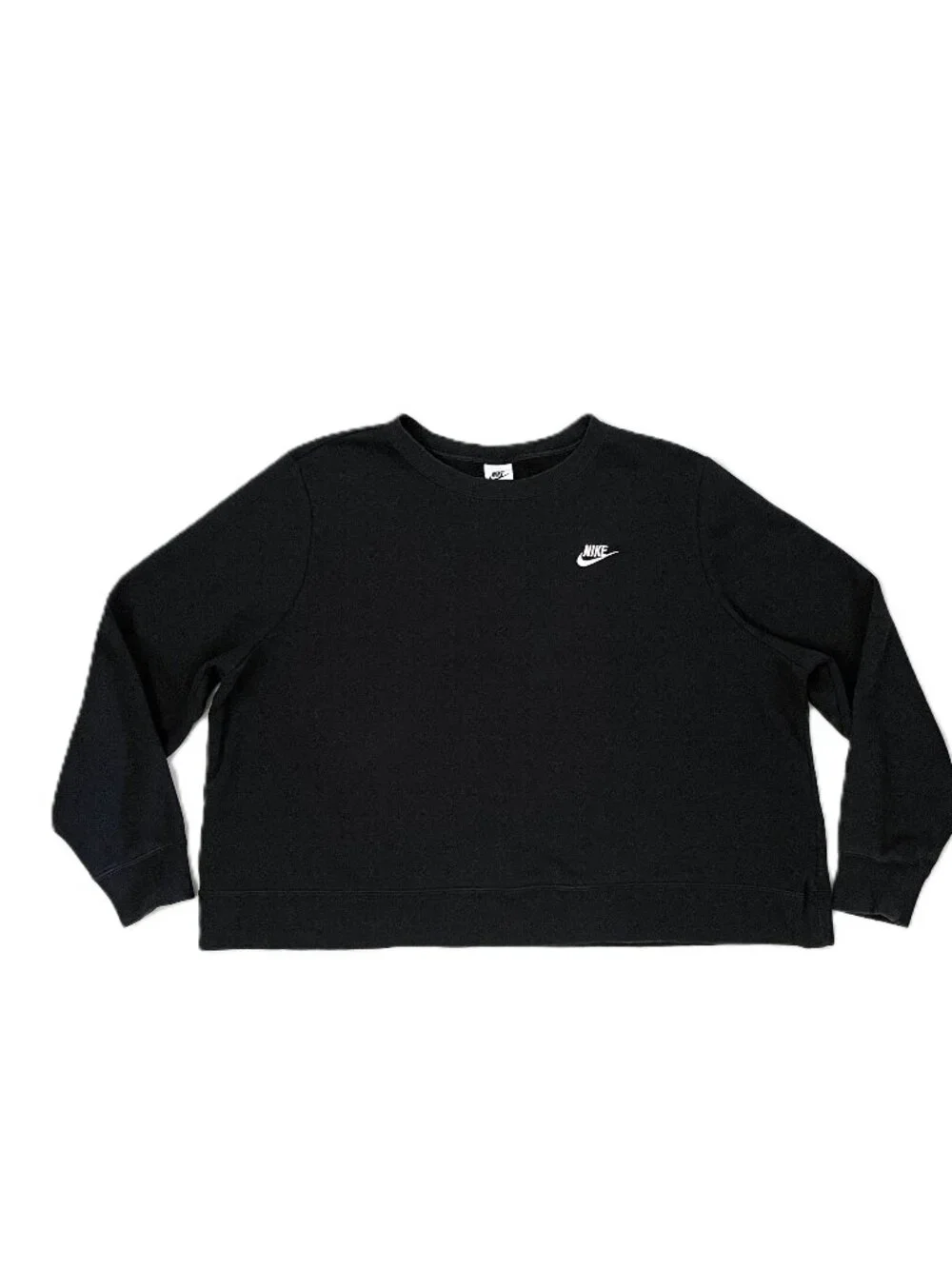 Nike Sweatshirt Women Plus Size 2X Black Embroidered Swoosh Logo Club Fleece